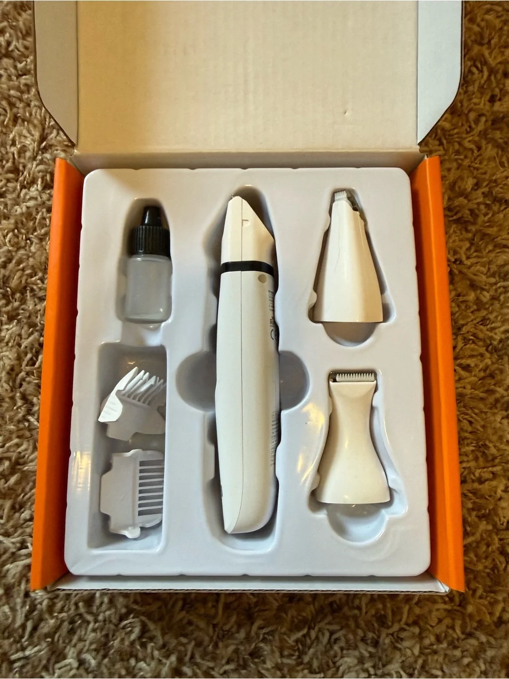 Orange Pet Grooming Kit with White Brush